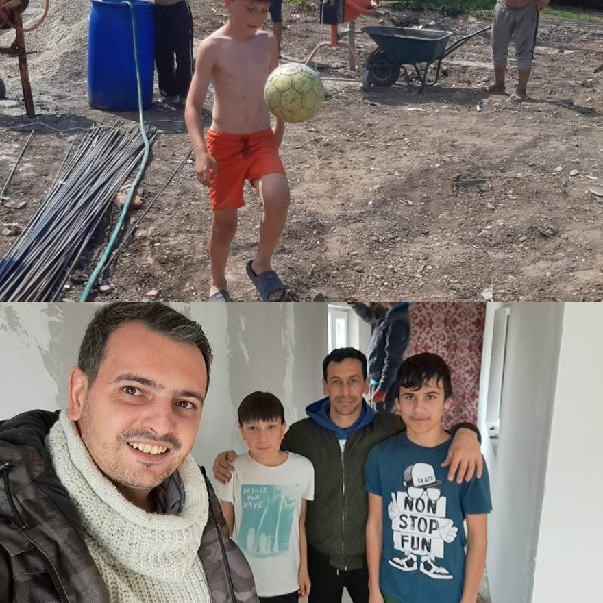 Casa familiei Petculescu: locuința izolată termic și, dedesubt, ruinele rămase după incendiu